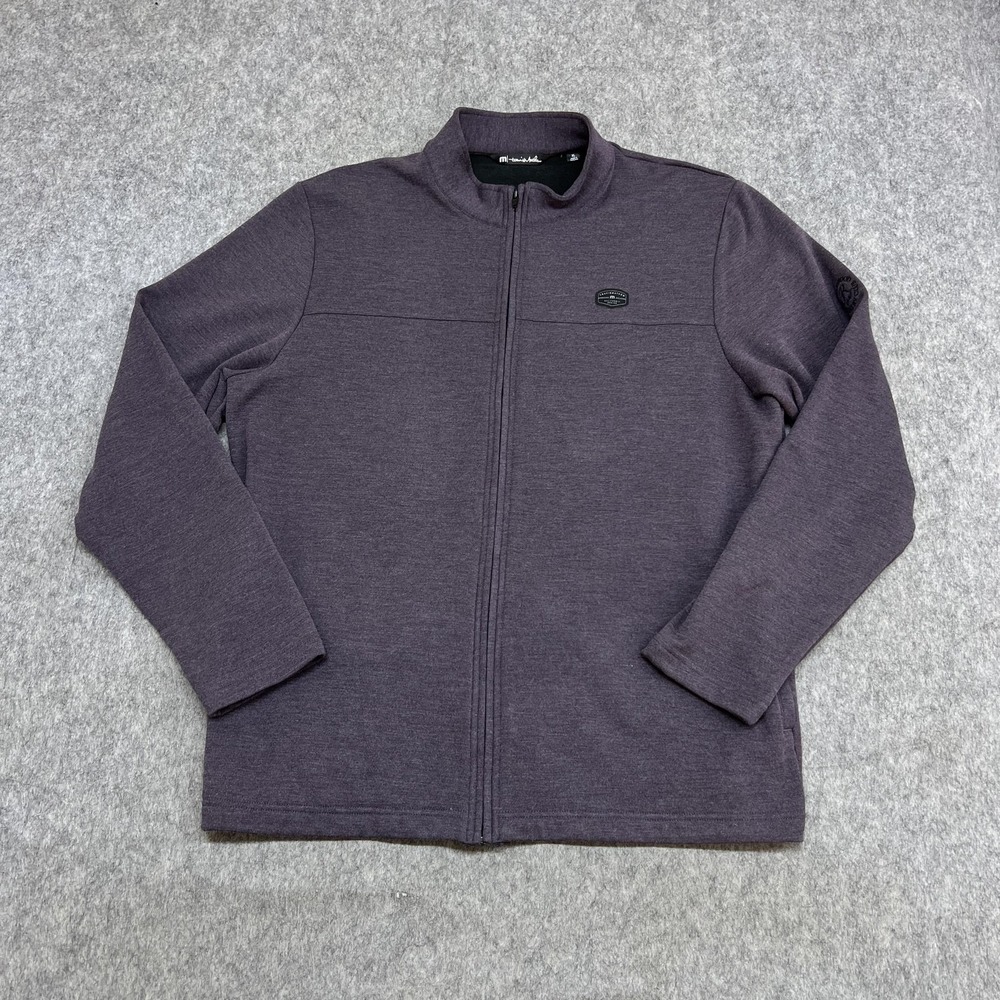 Travis Mathew Jacket Mens XL Purple Full Zip Knit Golf Ridgewood Country Stretch